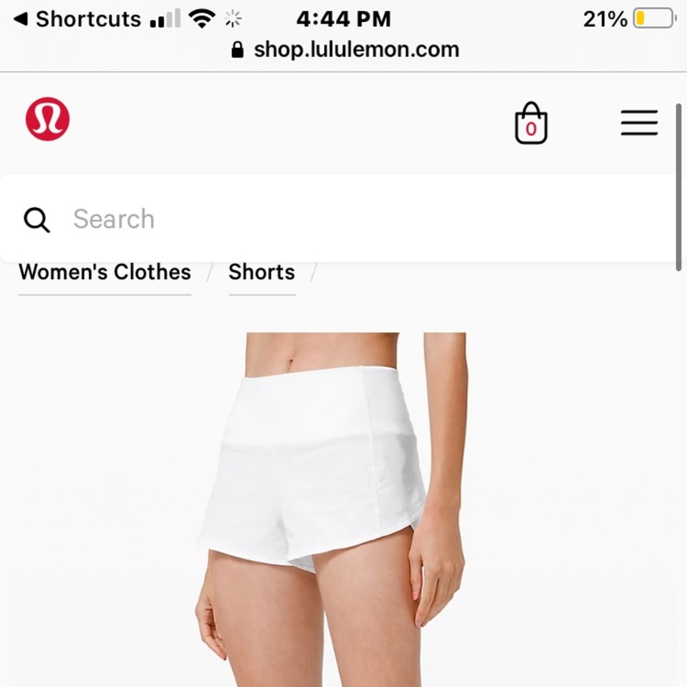 White lululemon speed up shorts